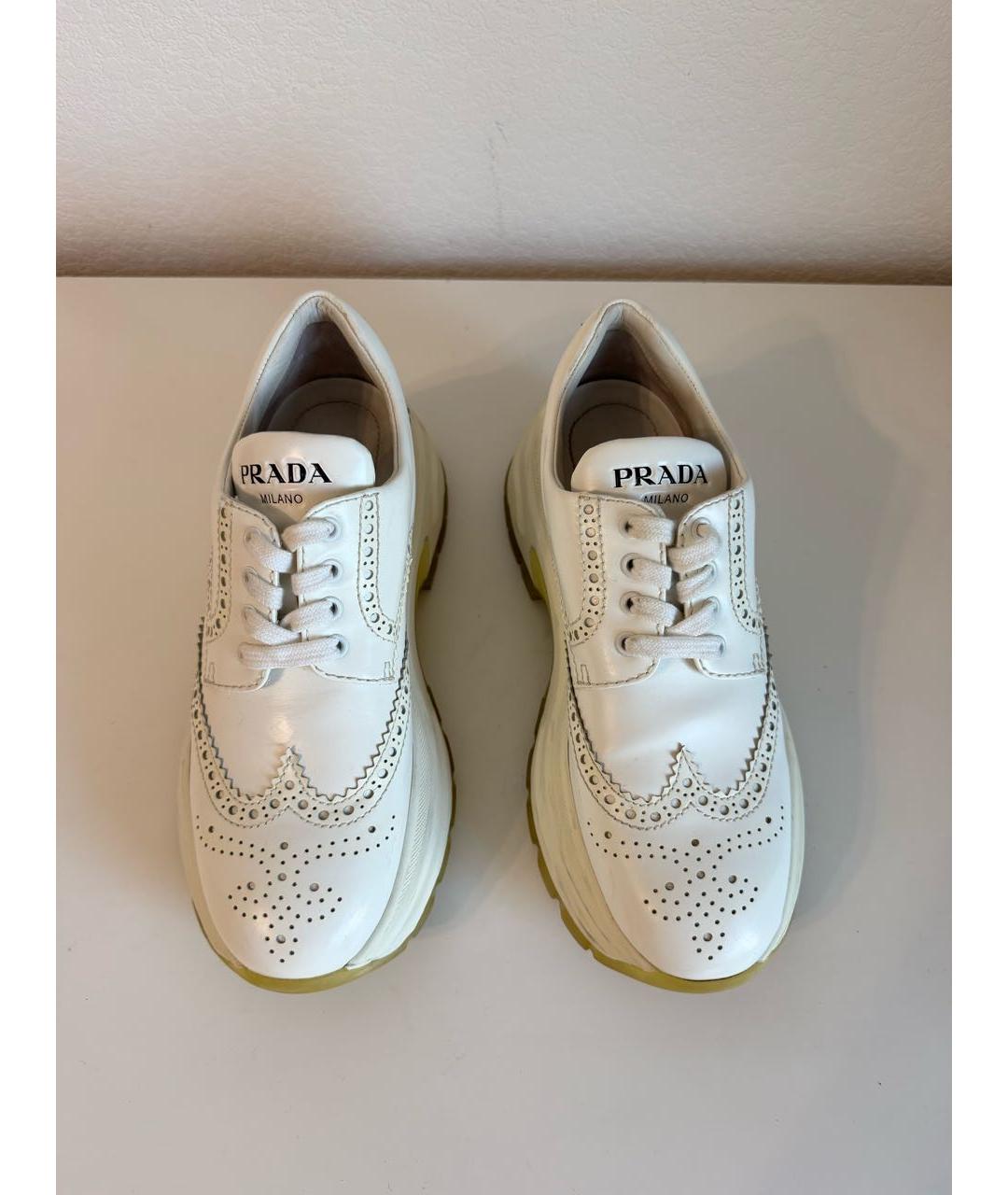 PRADA Белые кожаные кроссовки, фото 3