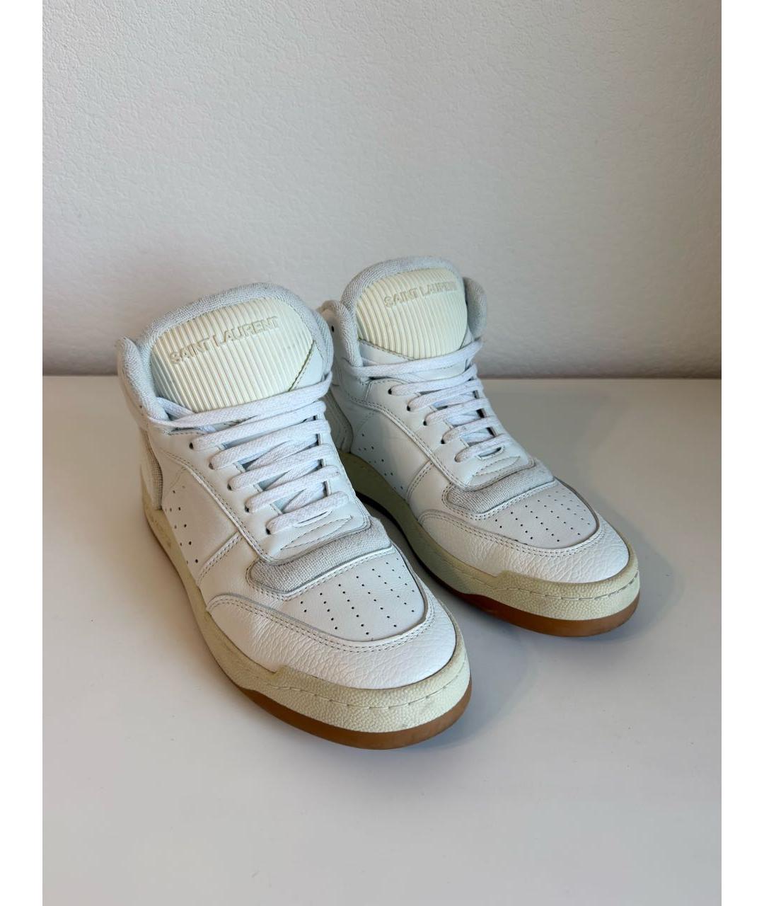 SAINT LAURENT Белые кеды из искусственной кожи, фото 2