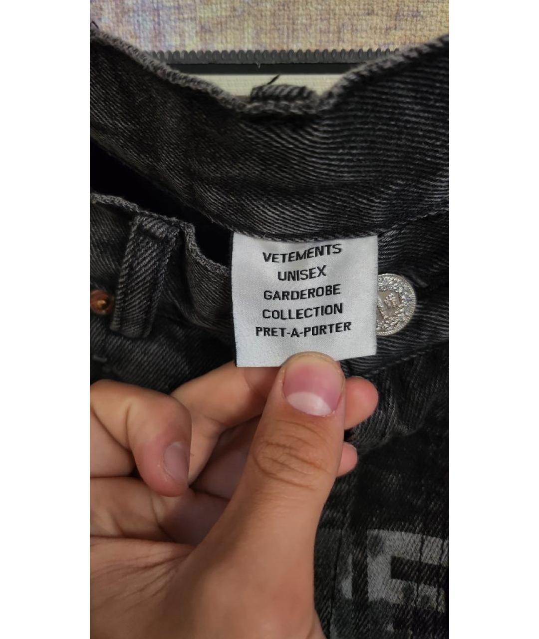 VETEMENTS Черные хлопковые прямые джинсы, фото 2