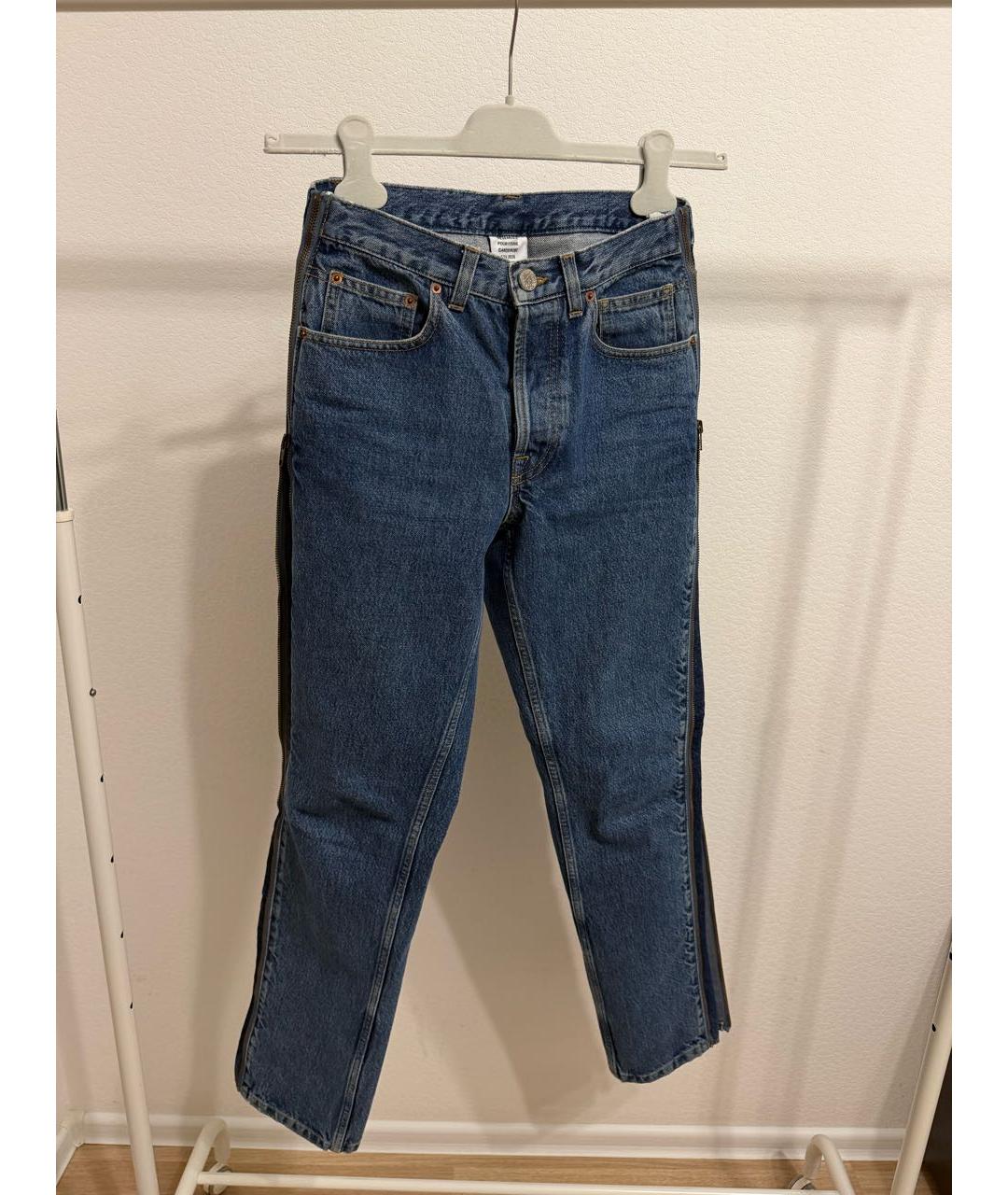 VETEMENTS Темно-синие хлопковые джинсы слим, фото 9