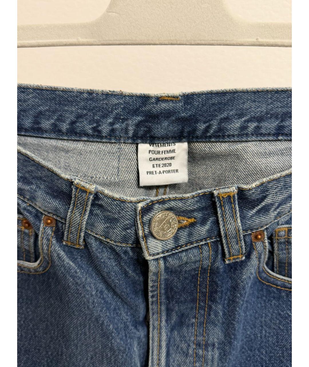 VETEMENTS Темно-синие хлопковые джинсы слим, фото 8