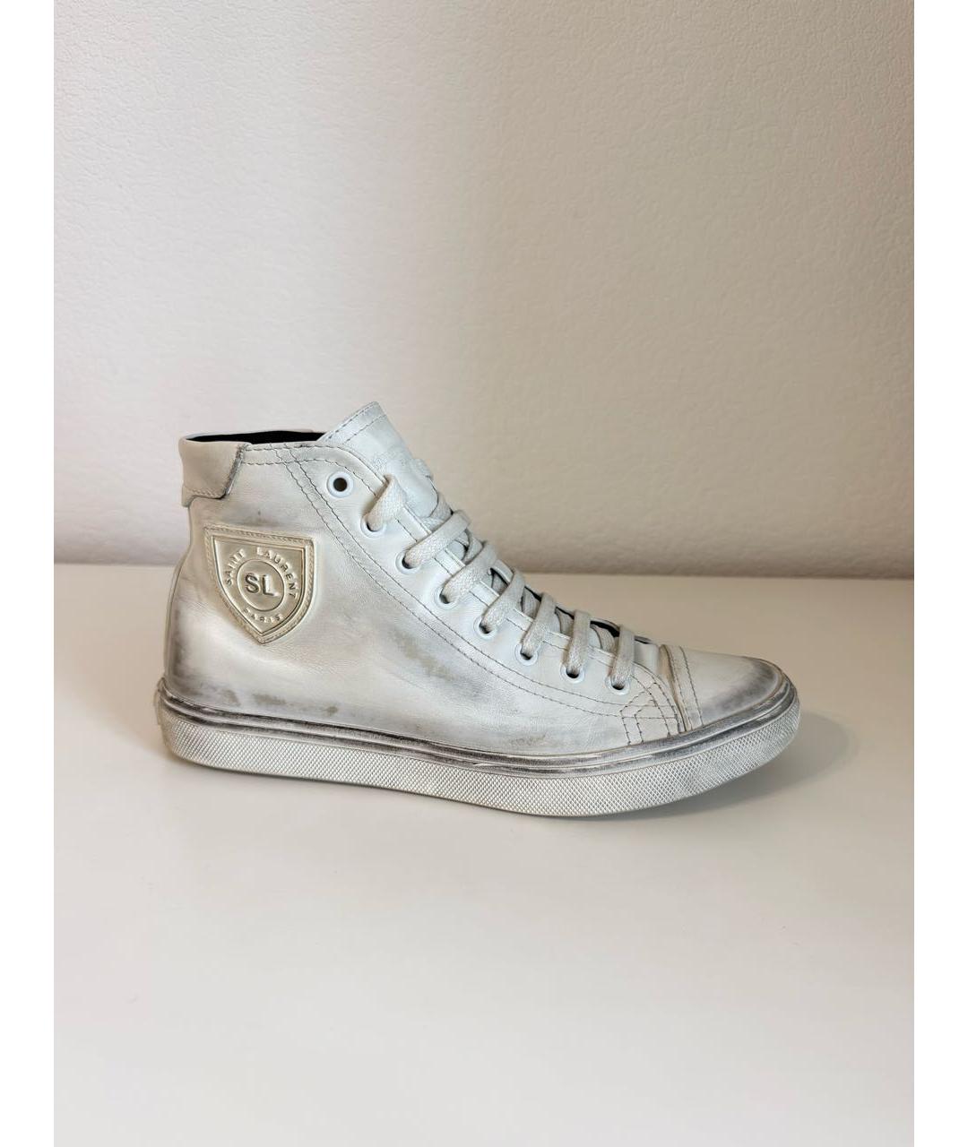SAINT LAURENT Белые кожаные кеды, фото 9
