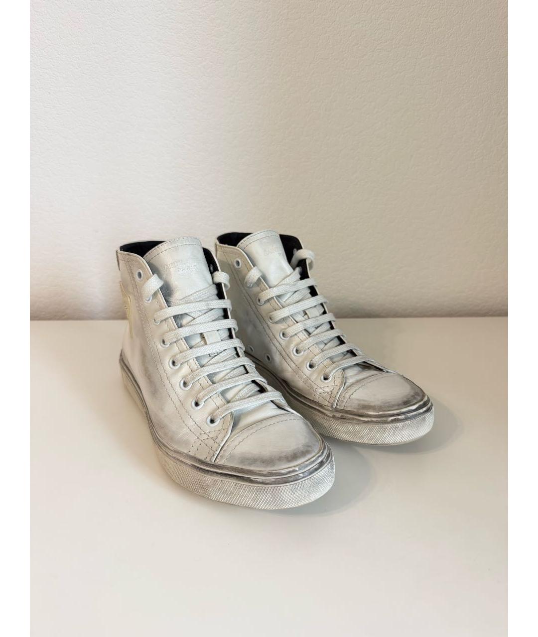SAINT LAURENT Белые кожаные кеды, фото 2