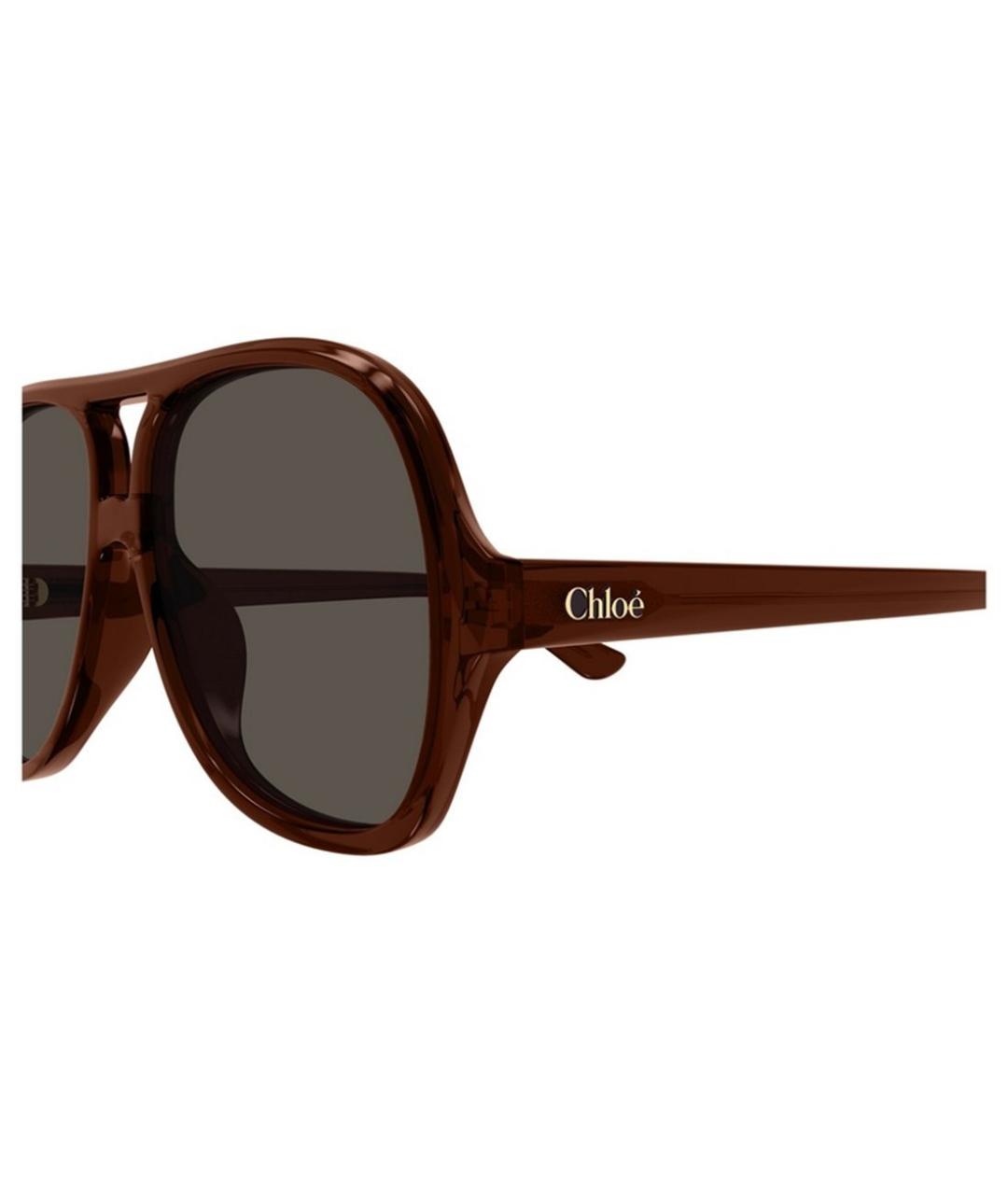 CHLOE Коричневые пластиковые солнцезащитные очки, фото 3