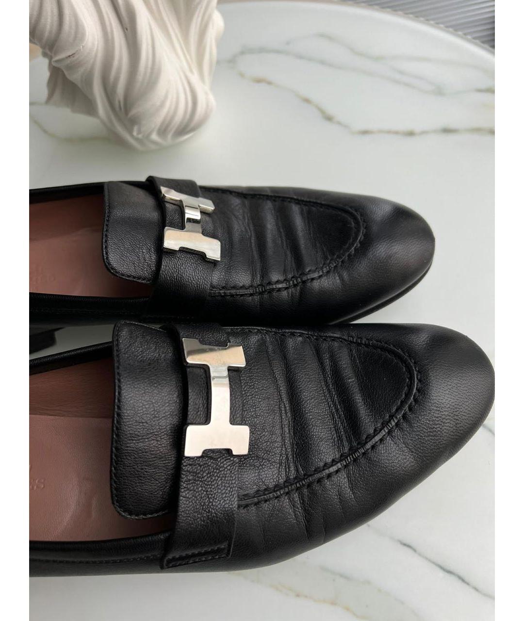 HERMES Черные кожаные лоферы, фото 4