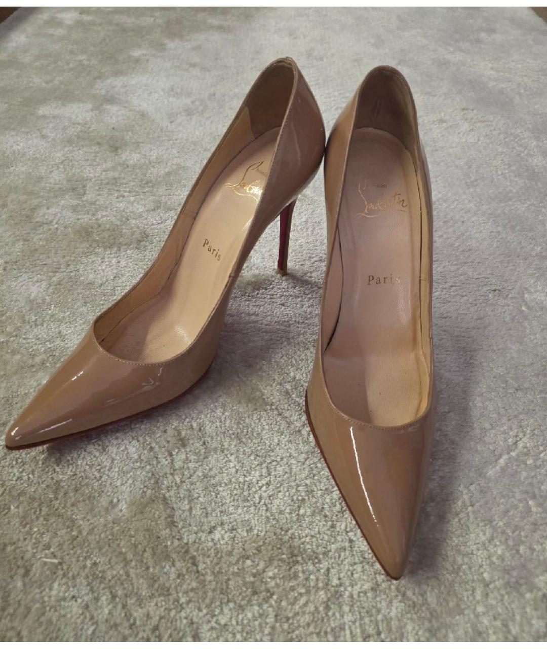 CHRISTIAN LOUBOUTIN Бежевые кожаные туфли, фото 2