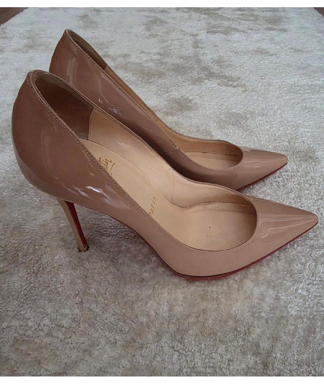 CHRISTIAN LOUBOUTIN Бежевые кожаные туфли, фото 9