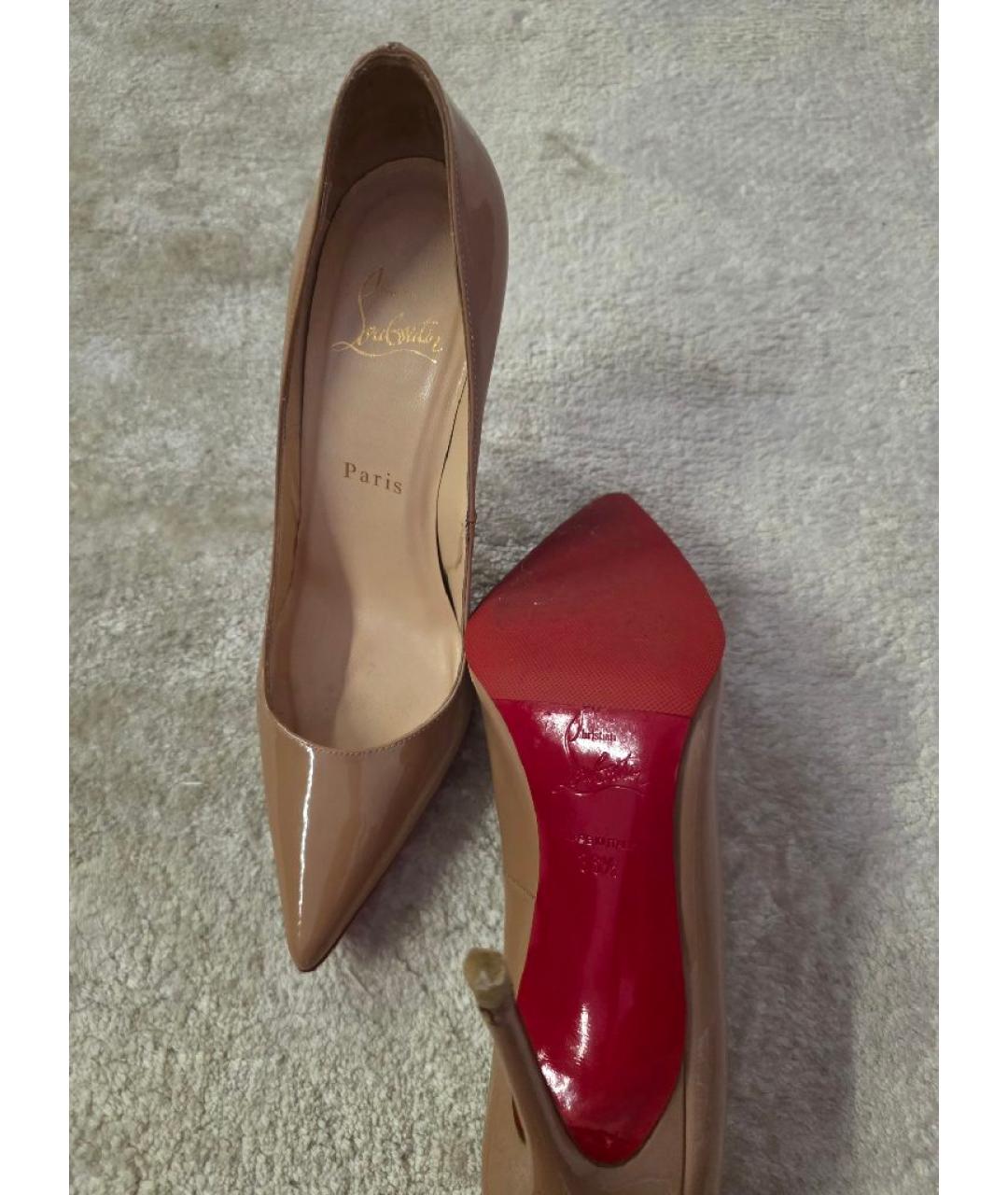 CHRISTIAN LOUBOUTIN Бежевые кожаные туфли, фото 4