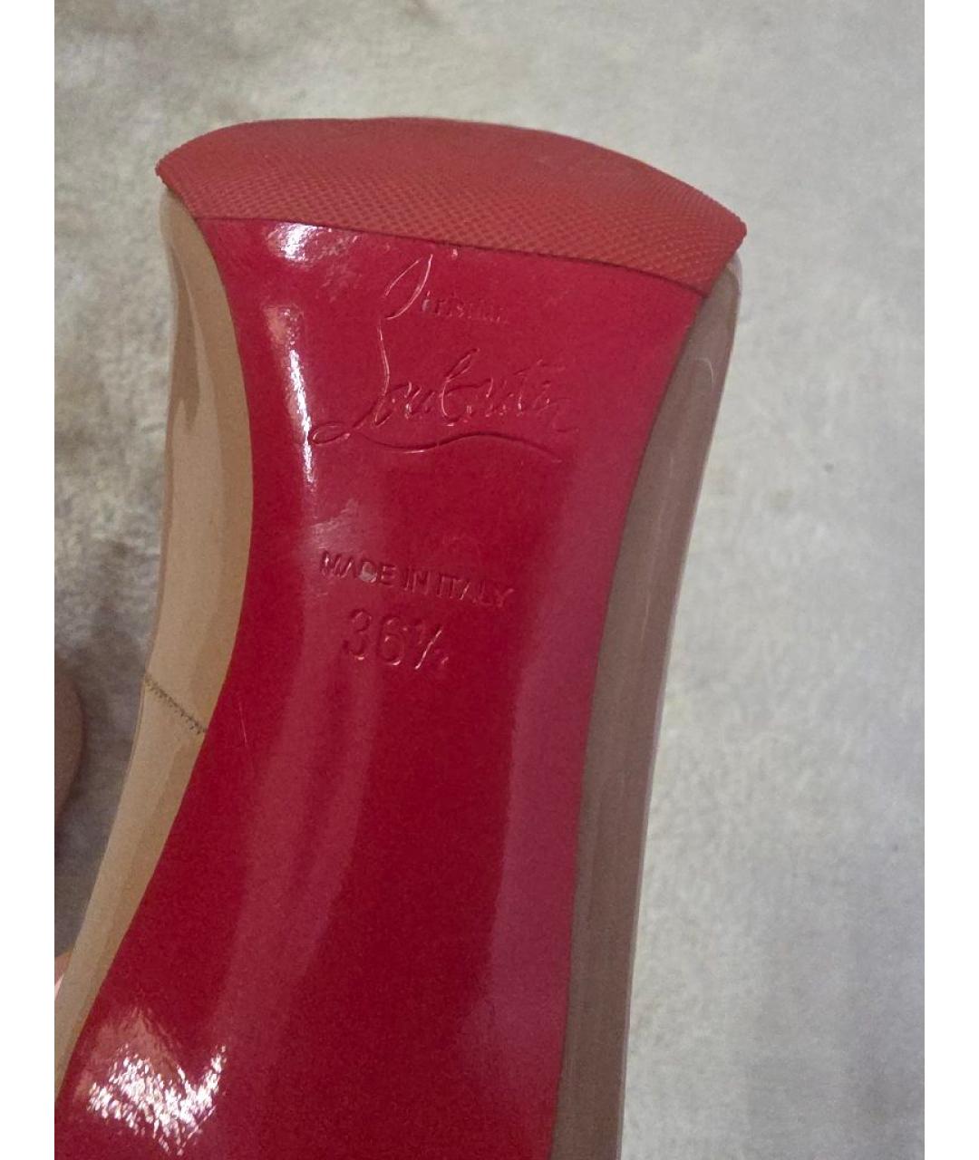 CHRISTIAN LOUBOUTIN Бежевые кожаные туфли, фото 5