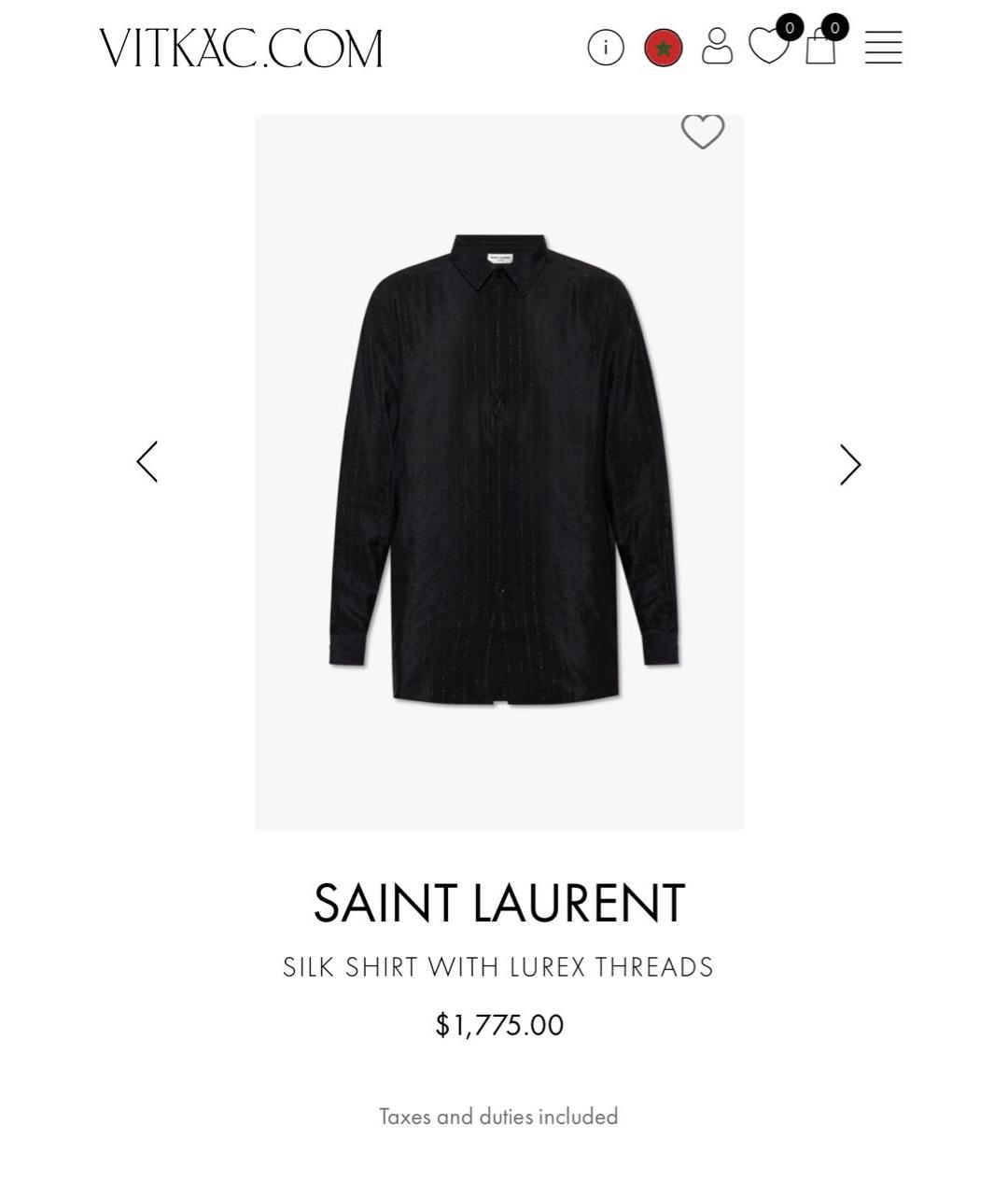 SAINT LAURENT Черная шелковая классическая рубашка, фото 8