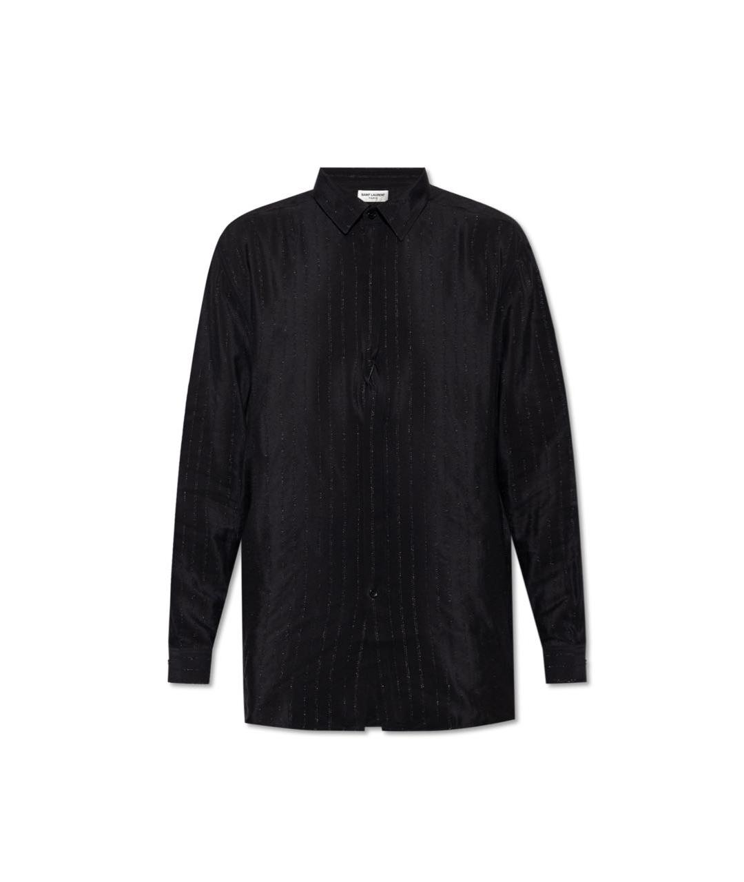 SAINT LAURENT Черная шелковая классическая рубашка, фото 9