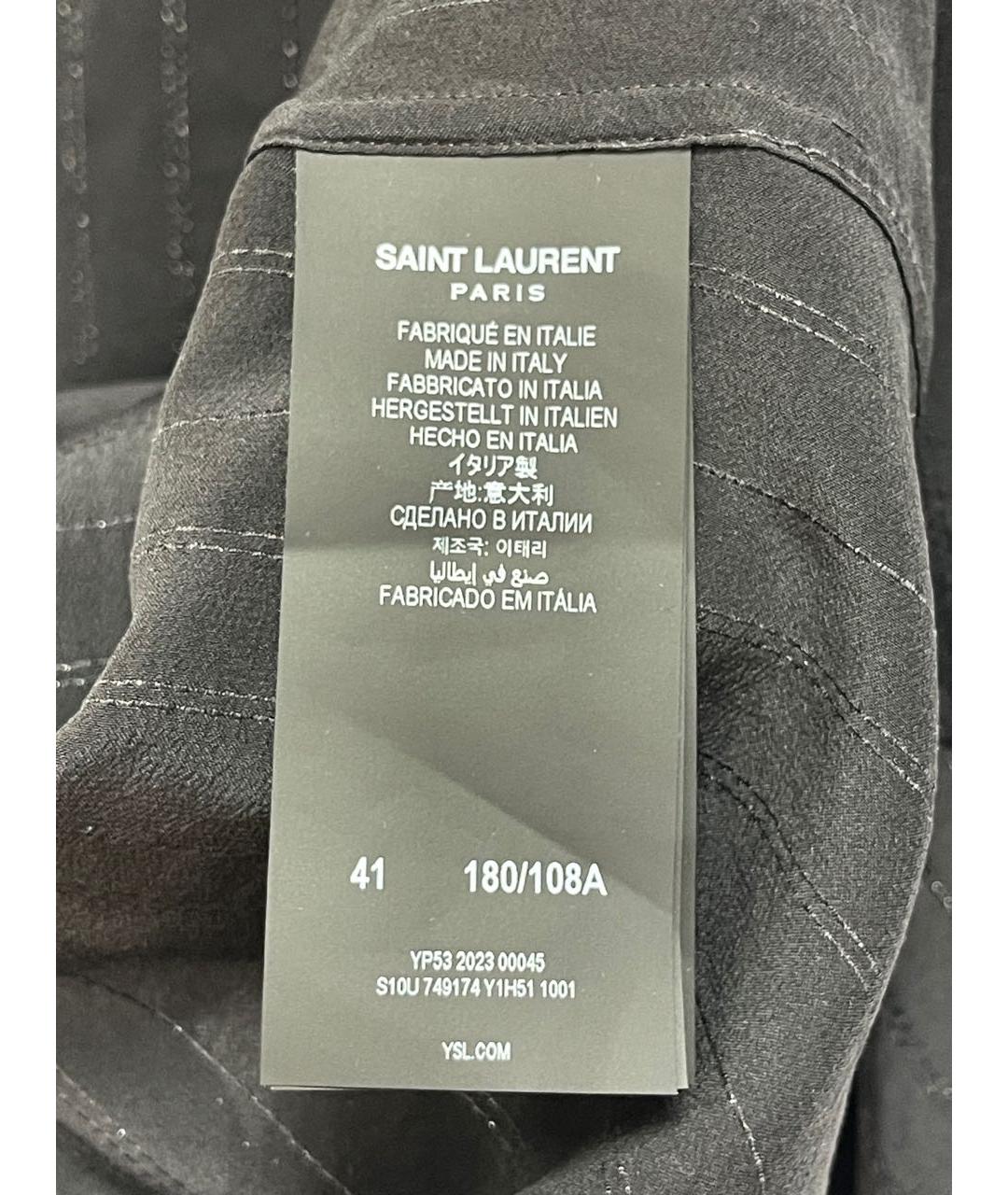 SAINT LAURENT Черная шелковая классическая рубашка, фото 5