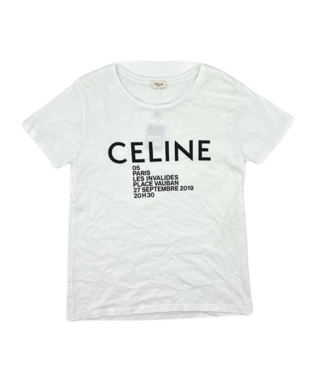 CELINE Белая хлопковая футболка, фото 9