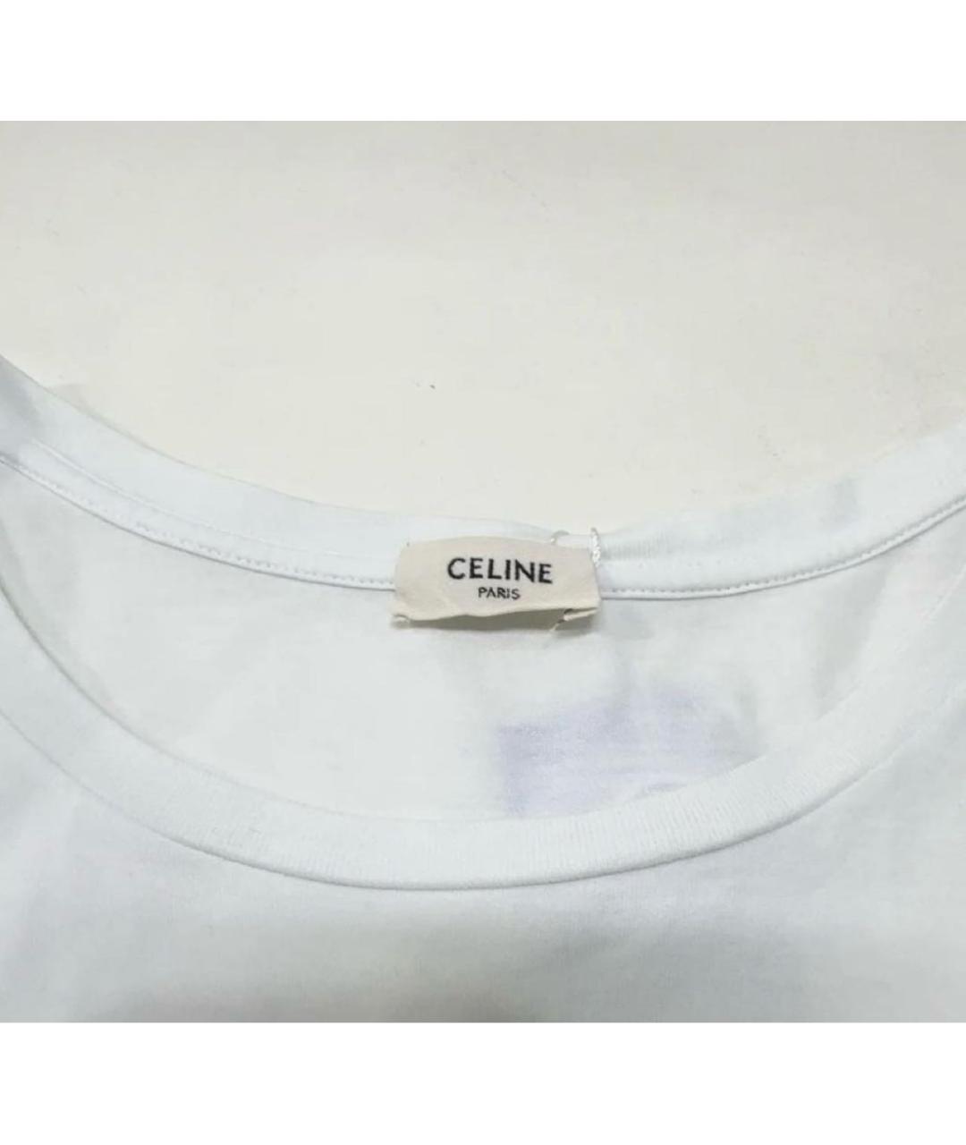 CELINE Белая хлопковая футболка, фото 8