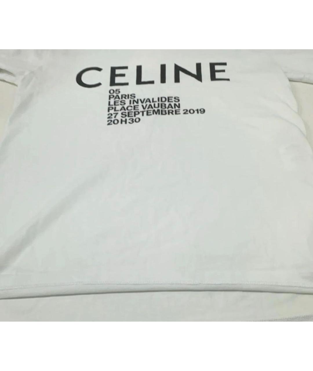 CELINE Белая хлопковая футболка, фото 7