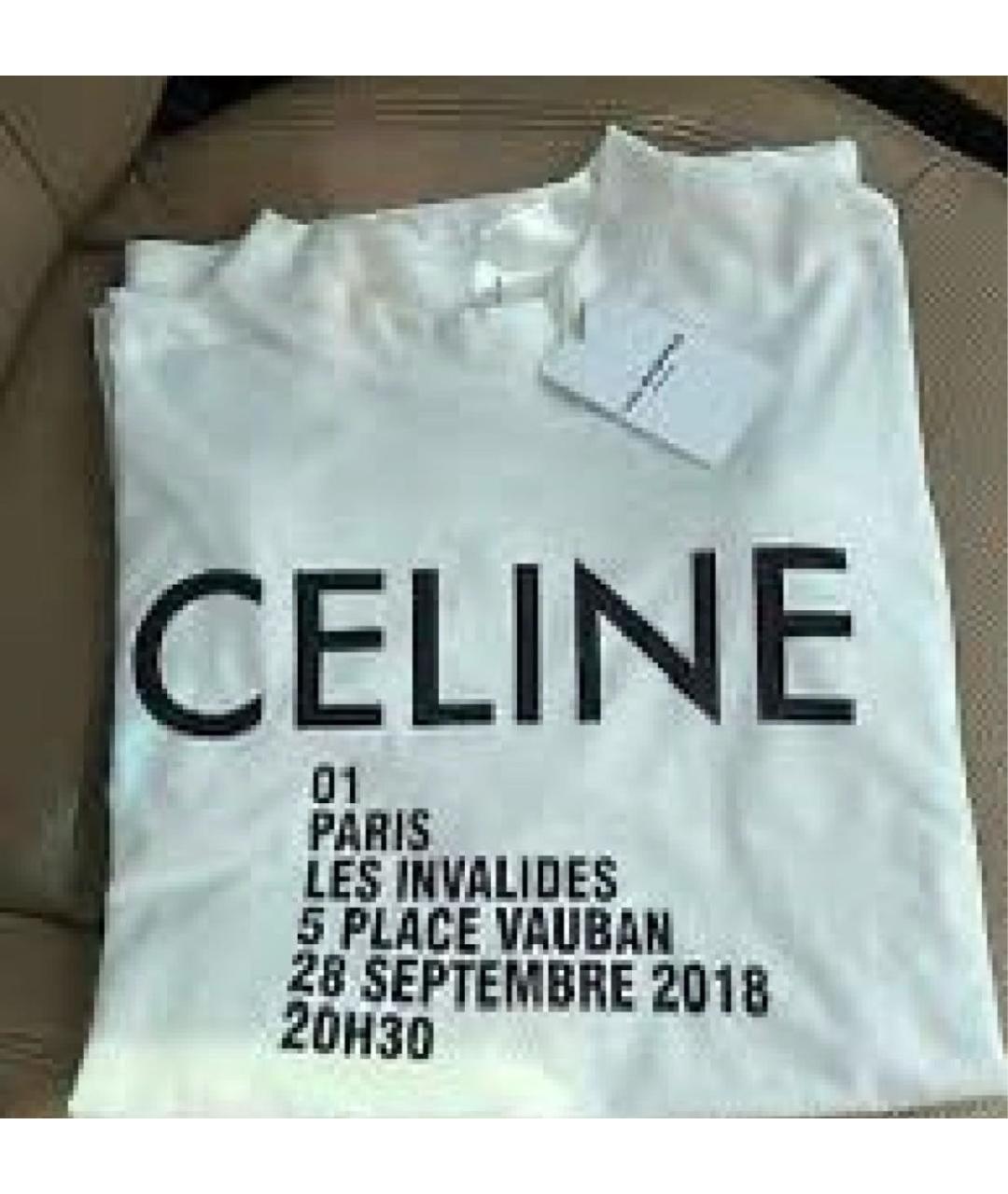 CELINE Белая хлопковая футболка, фото 6