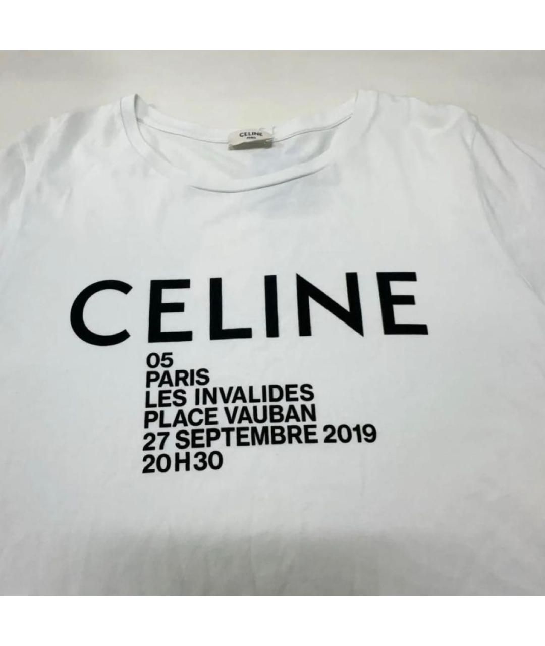 CELINE Белая хлопковая футболка, фото 2