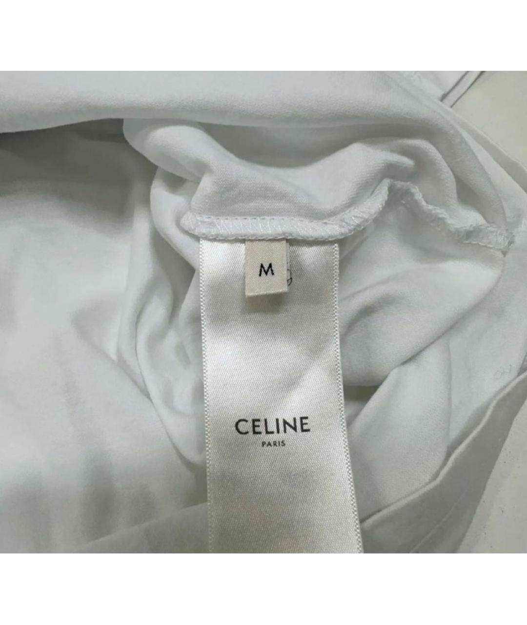 CELINE Белая хлопковая футболка, фото 3