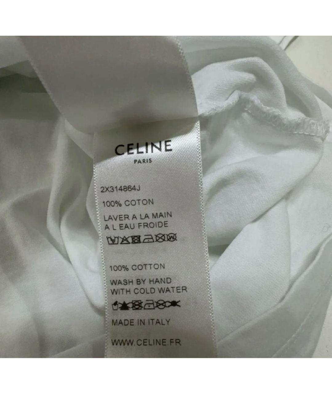 CELINE Белая хлопковая футболка, фото 4