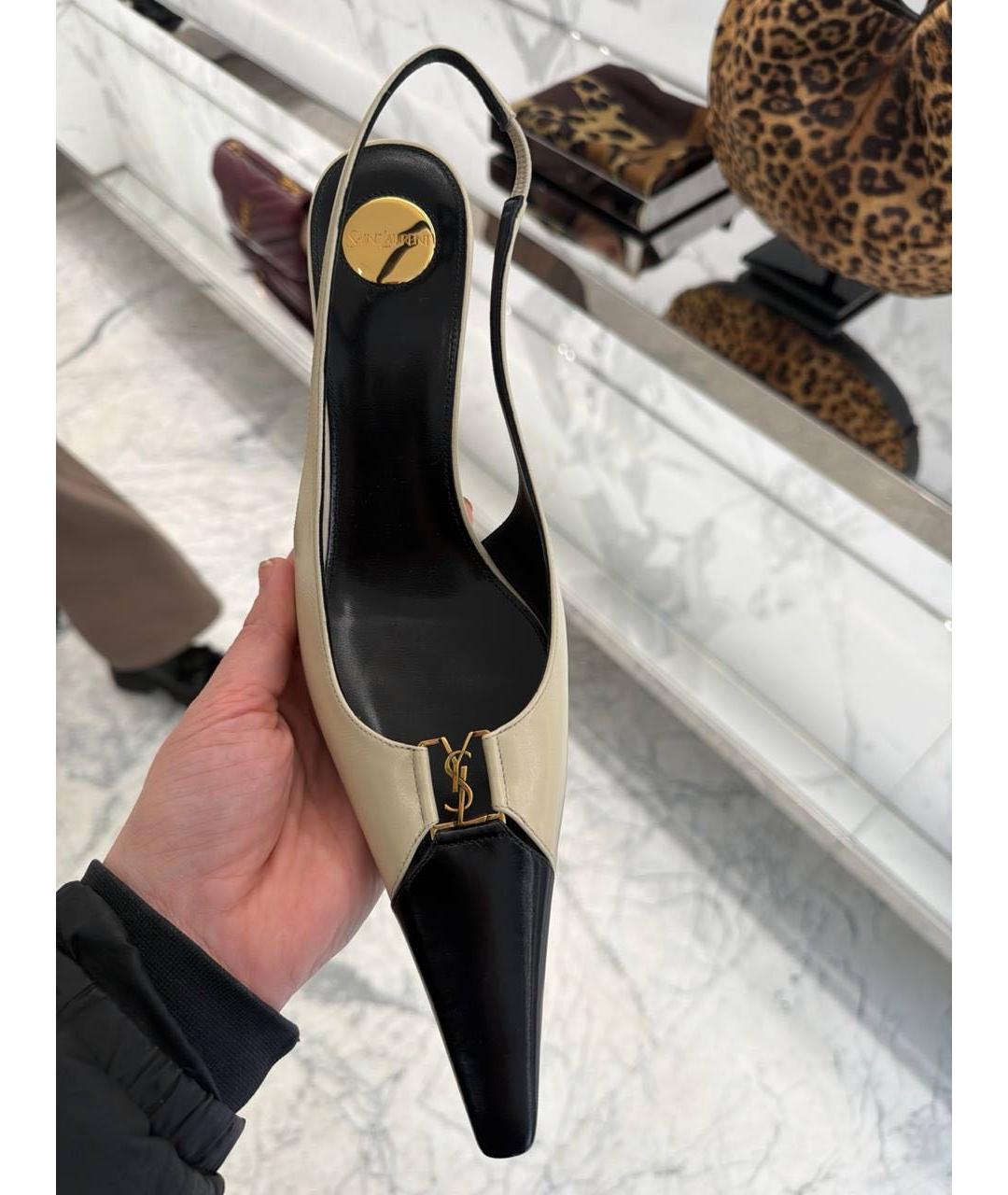 SAINT LAURENT Бежевые кожаные туфли, фото 3