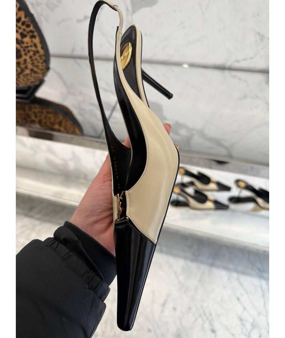 SAINT LAURENT Бежевые кожаные туфли, фото 4
