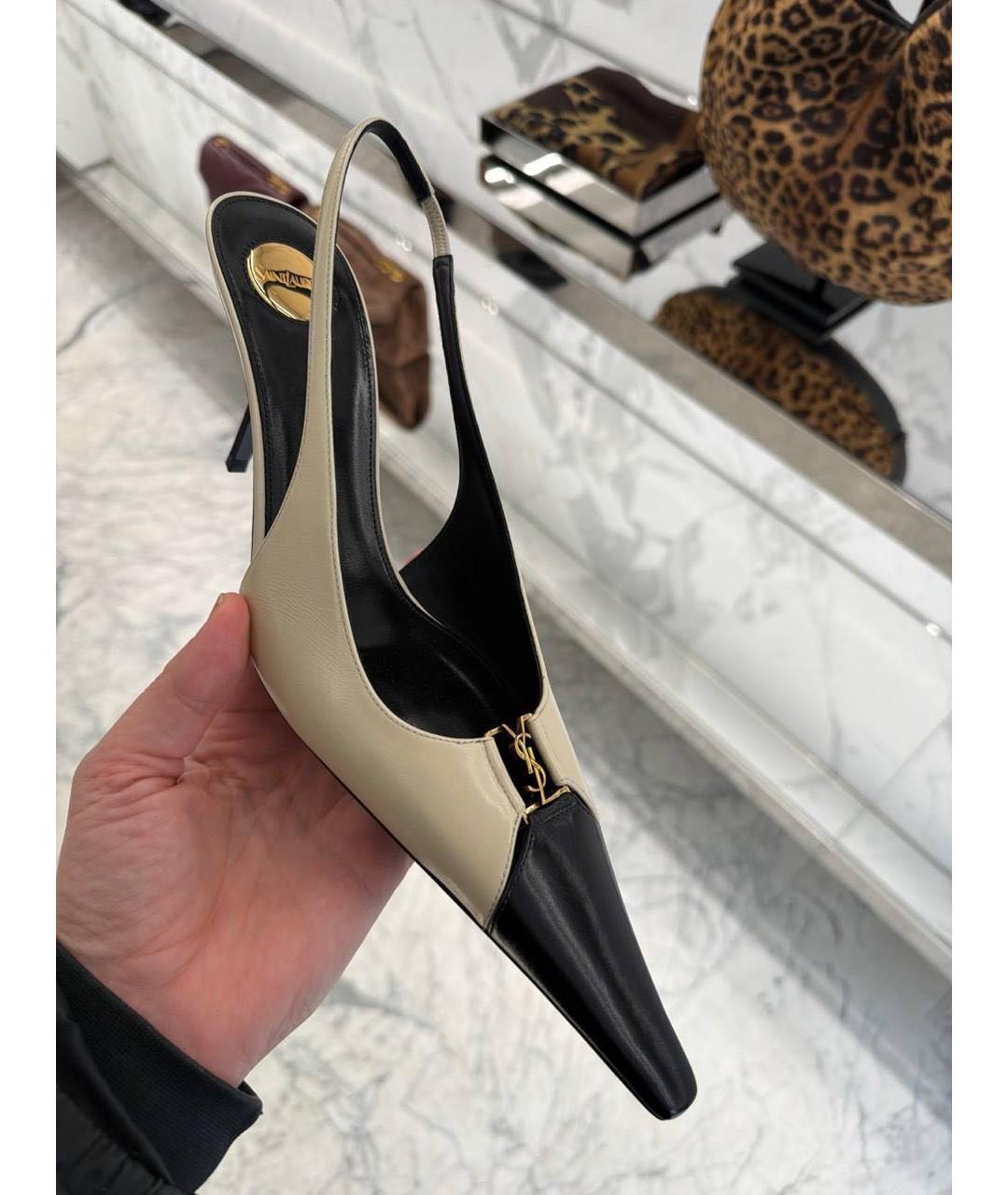 SAINT LAURENT Бежевые кожаные туфли, фото 2