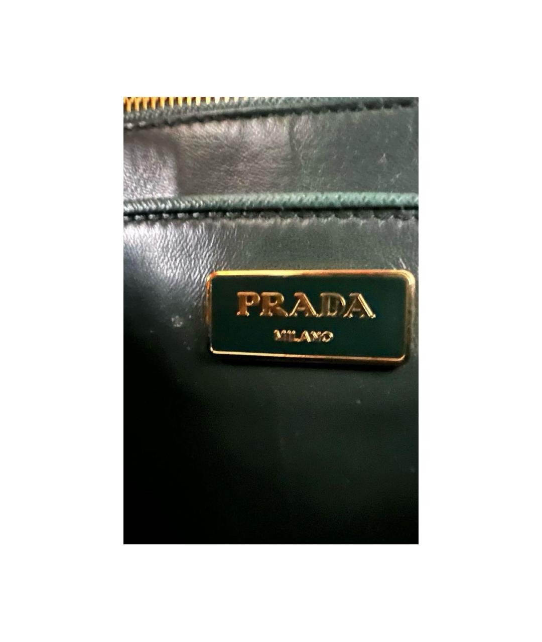 PRADA Зеленая кожаная сумка с короткими ручками, фото 7