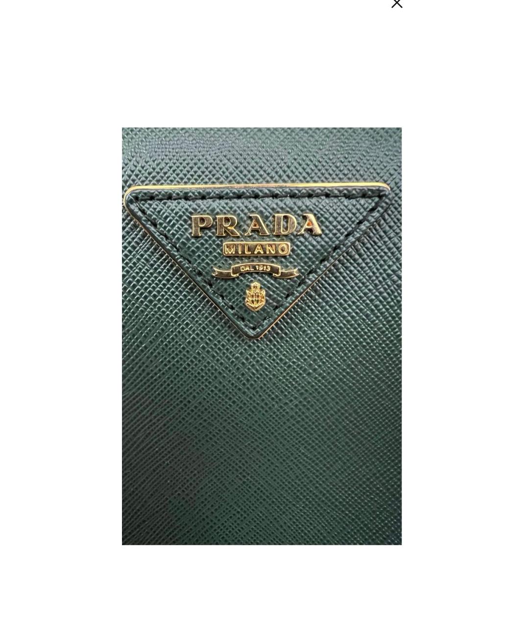 PRADA Зеленая кожаная сумка с короткими ручками, фото 5