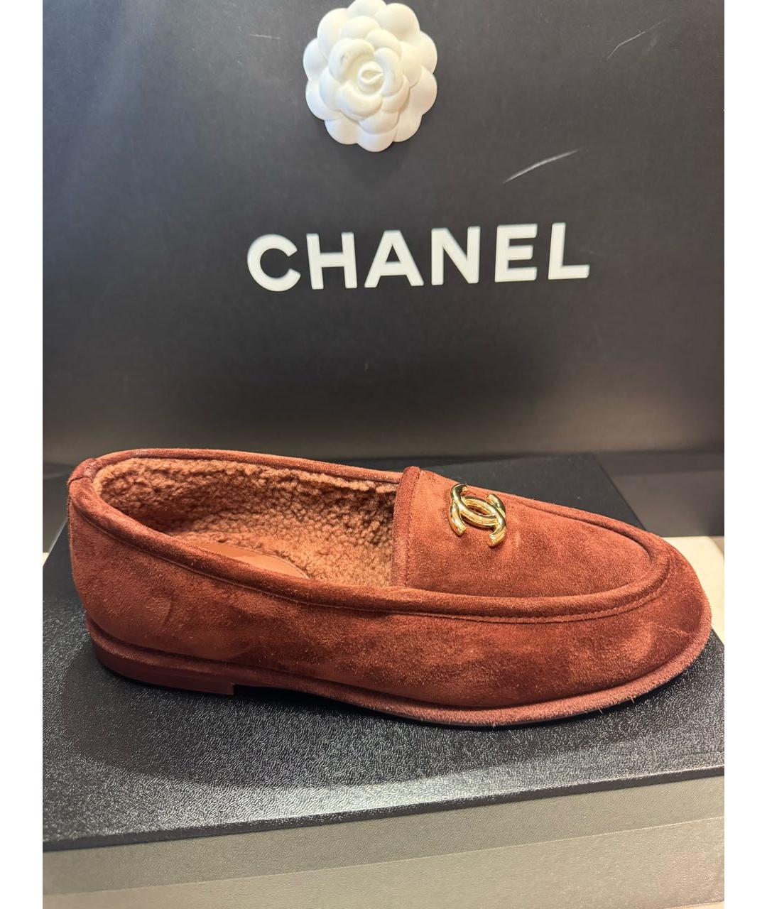 CHANEL Бордовые замшевые лоферы, фото 8
