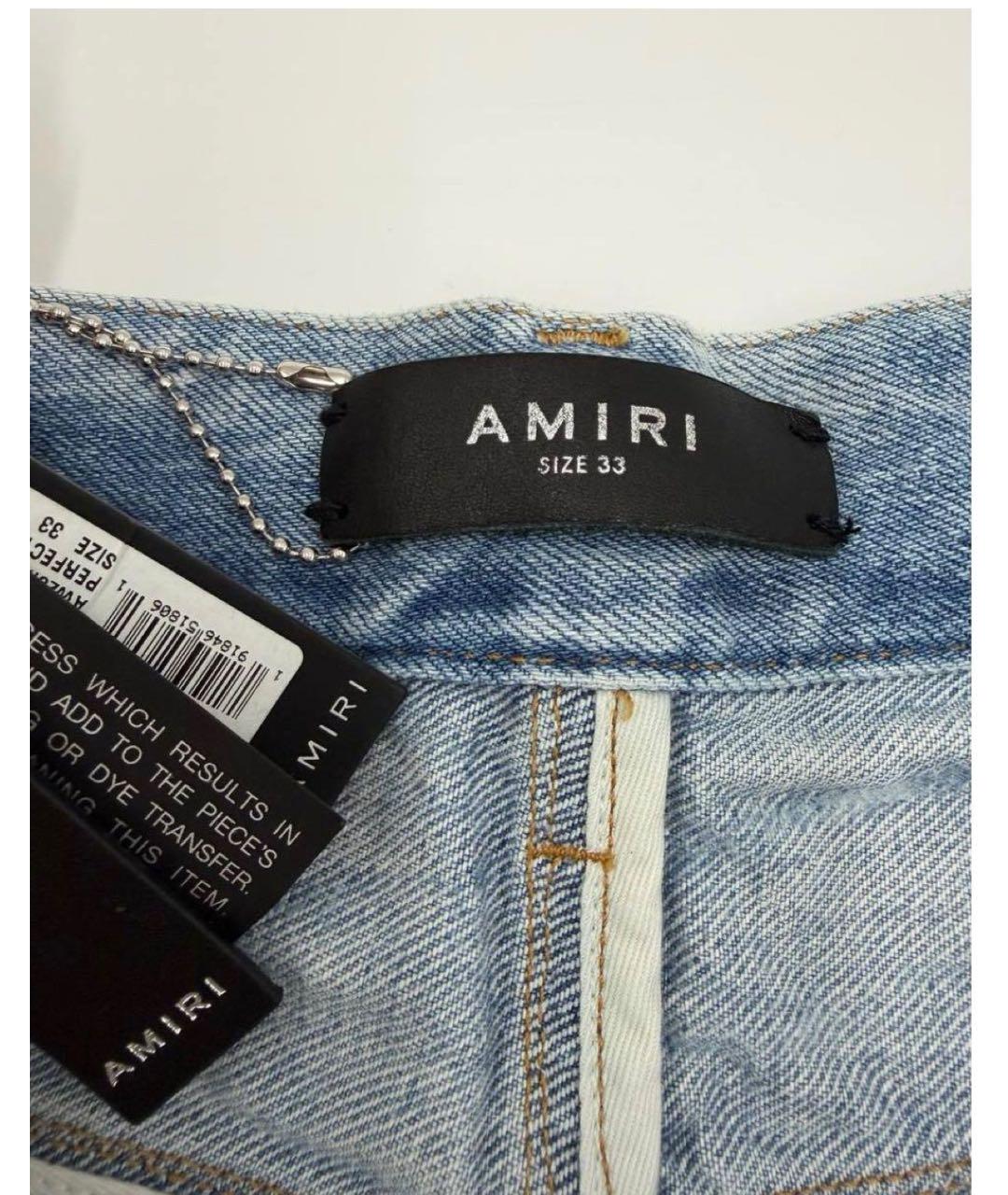 AMIRI Голубые хлопковые прямые джинсы, фото 6