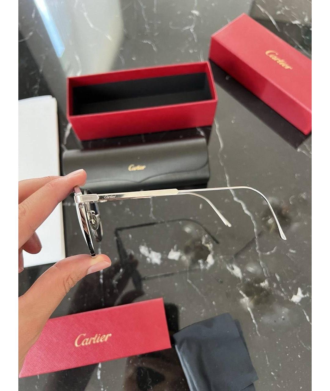 CARTIER Серебряные металлические солнцезащитные очки, фото 3