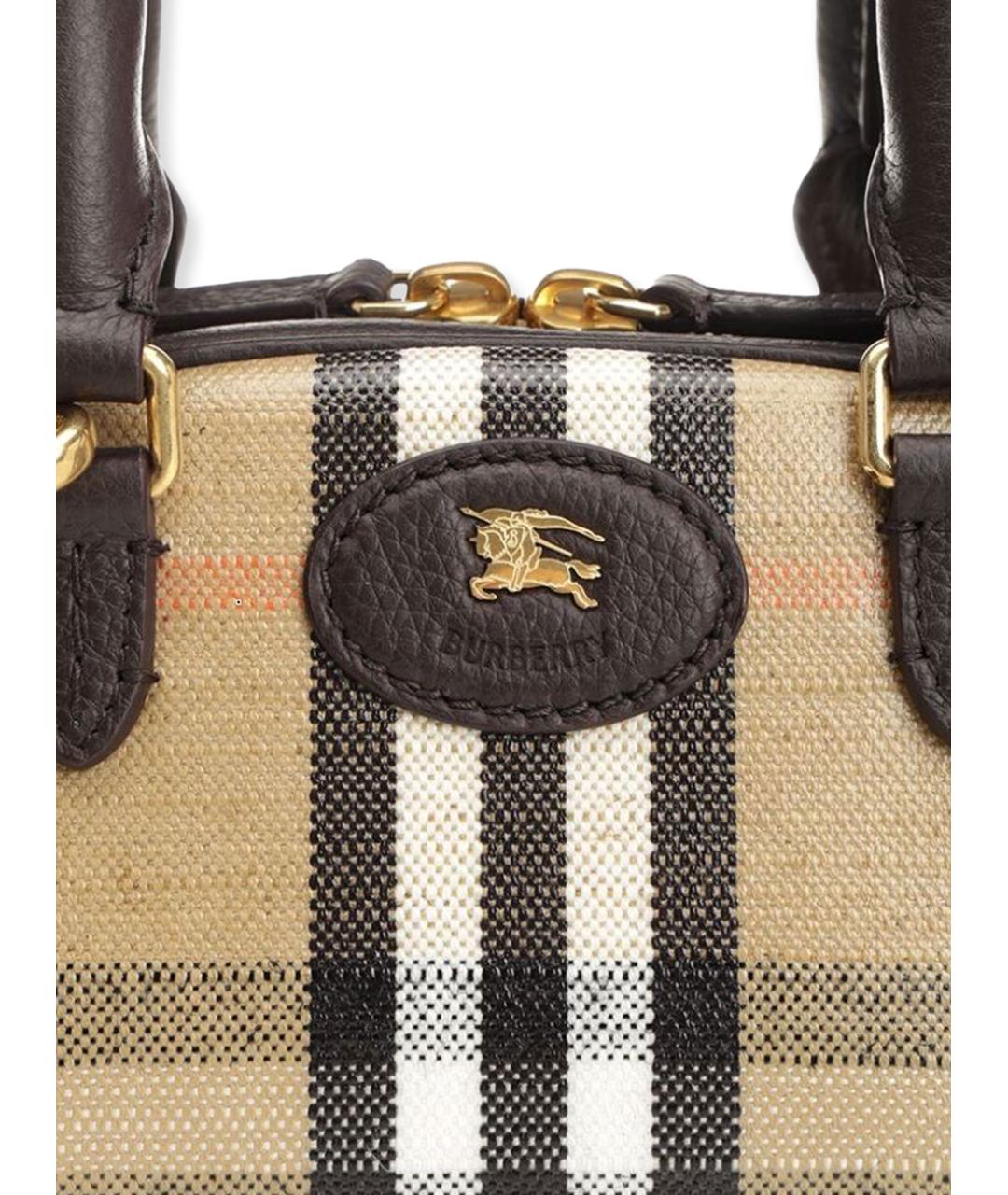 BURBERRY Бежевая хлопковая сумка с короткими ручками, фото 5