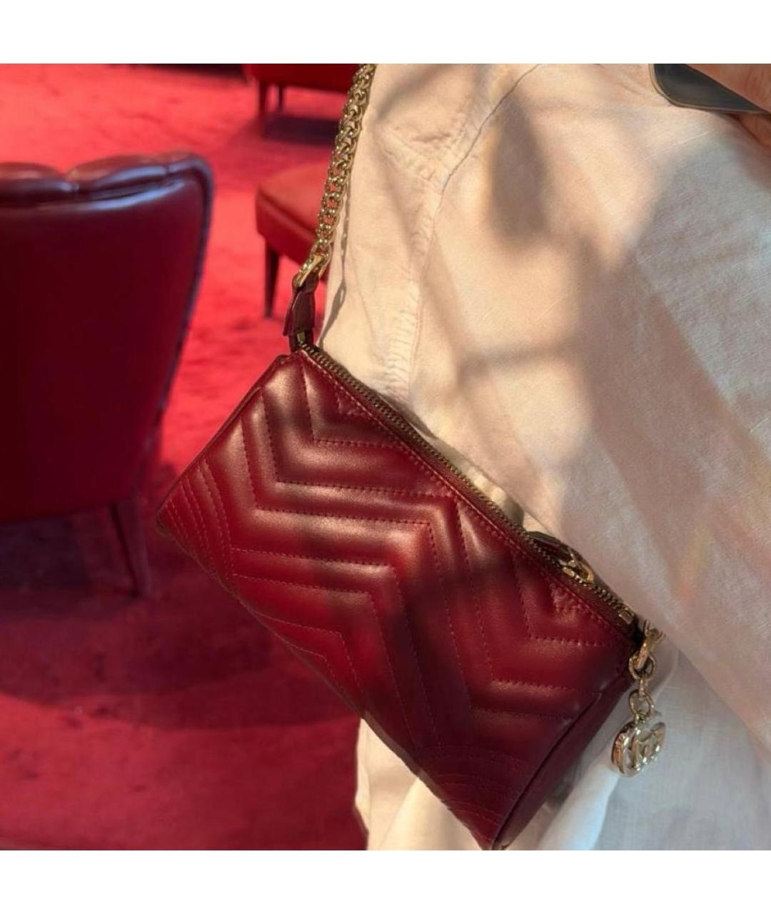 GUCCI Бордовая кожаная сумка с короткими ручками, фото 2