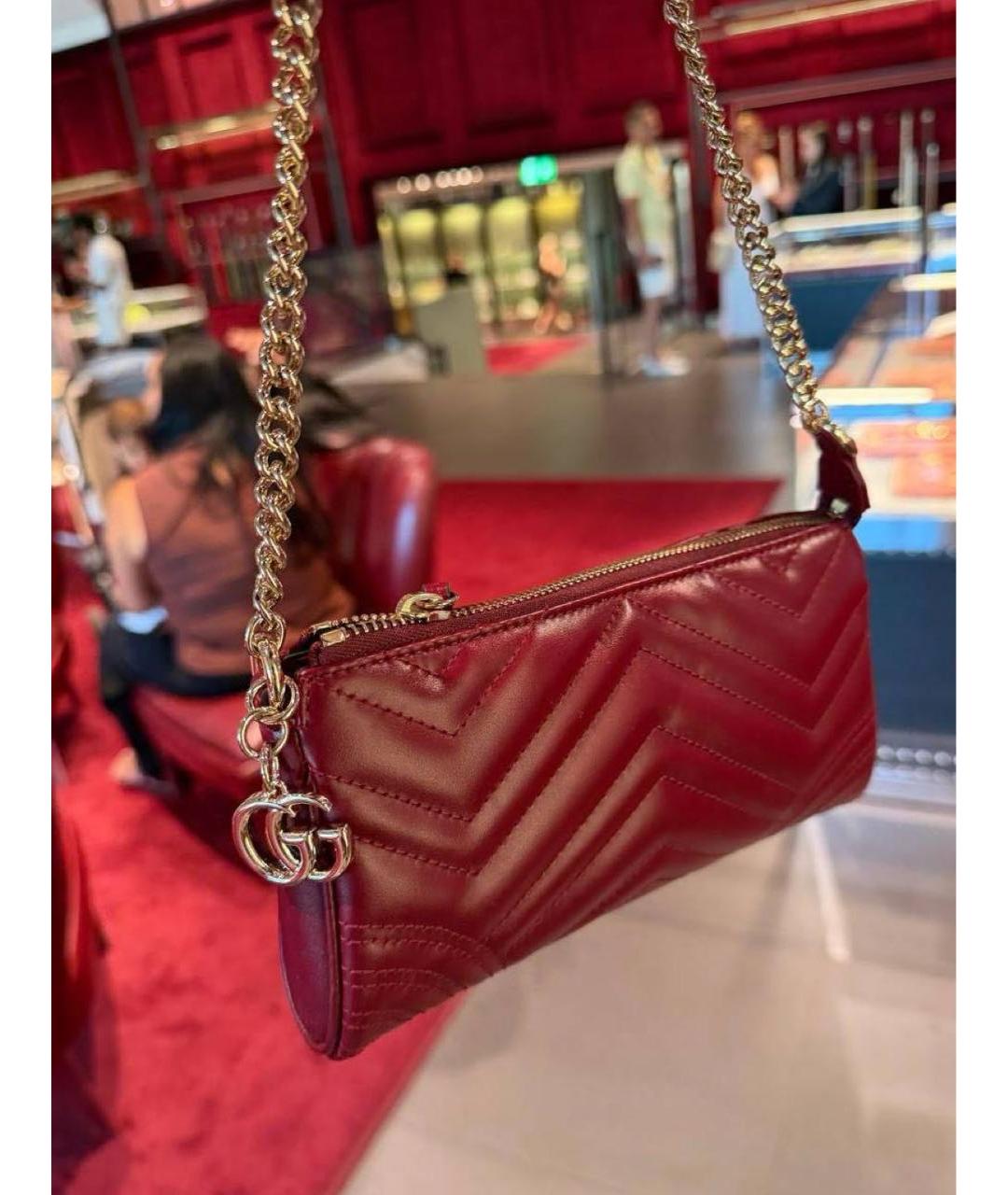 GUCCI Бордовая кожаная сумка с короткими ручками, фото 4