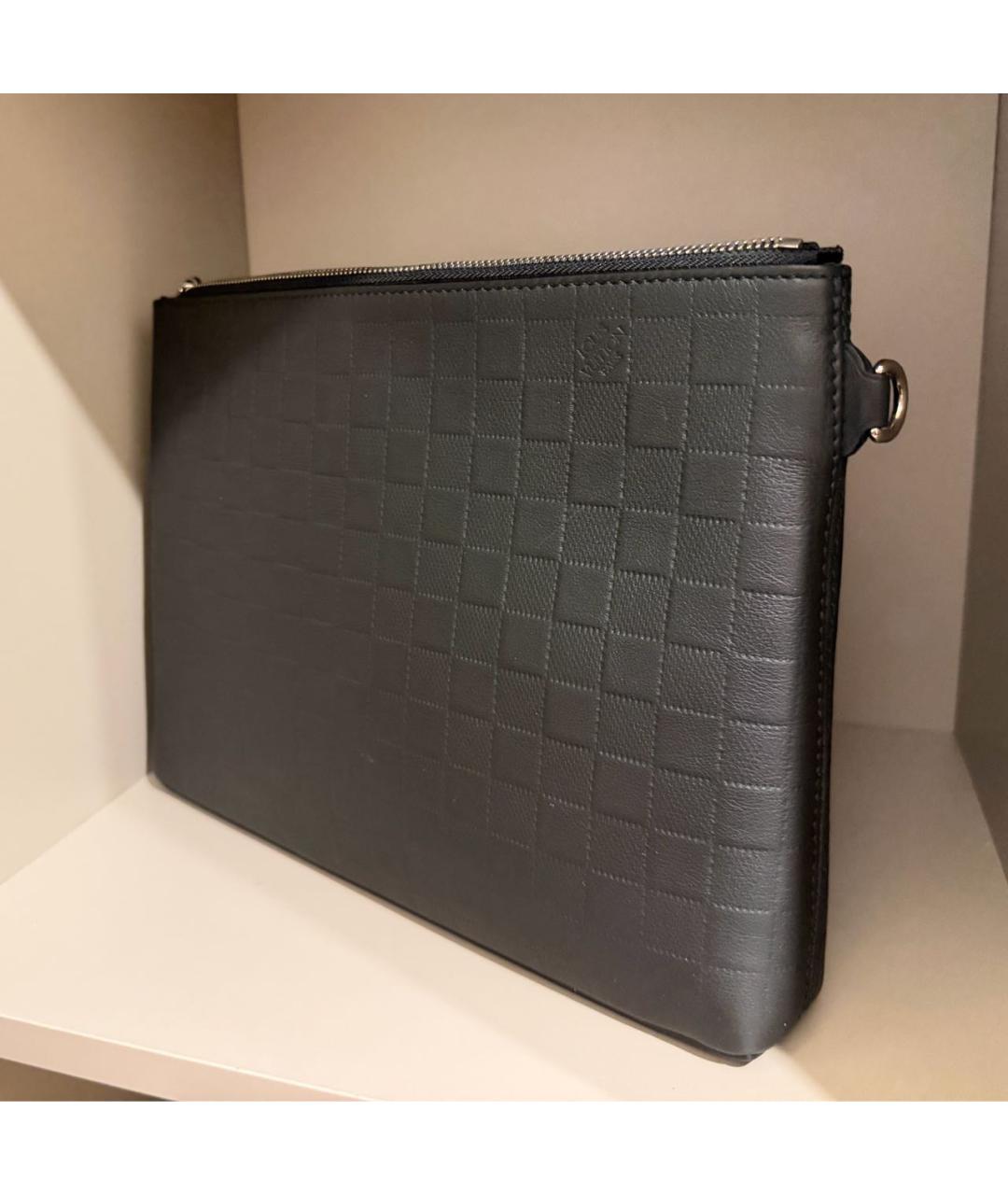 LOUIS VUITTON Черная кожаная барсетка, фото 2