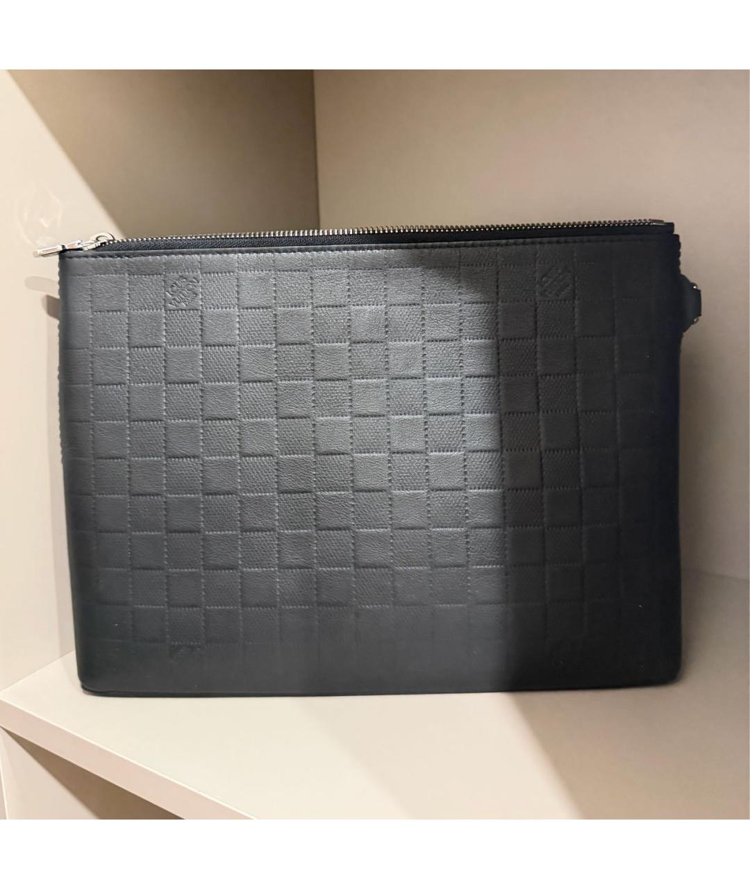 LOUIS VUITTON Черная кожаная барсетка, фото 5