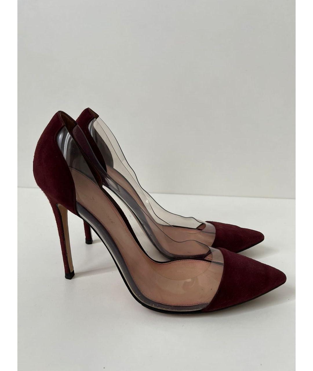 GIANVITO ROSSI Бордовые замшевые туфли, фото 9