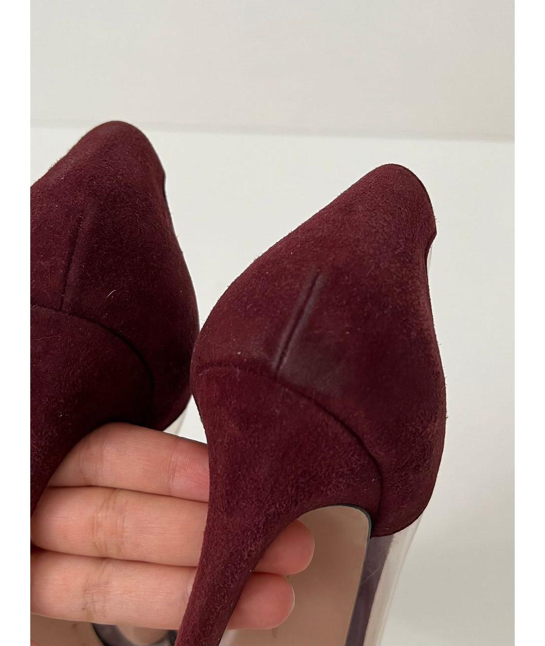 GIANVITO ROSSI Бордовые замшевые туфли, фото 6