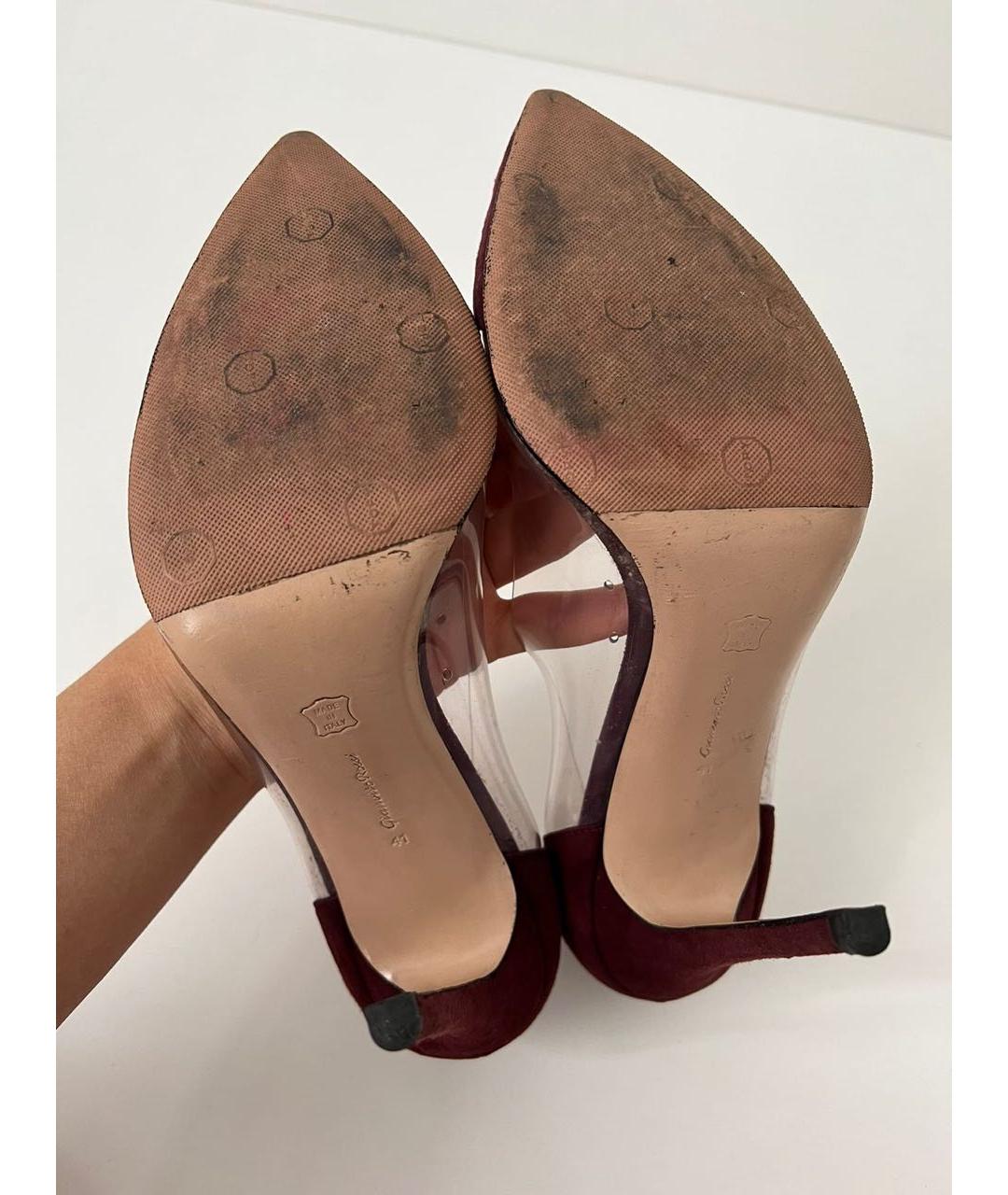 GIANVITO ROSSI Бордовые замшевые туфли, фото 7