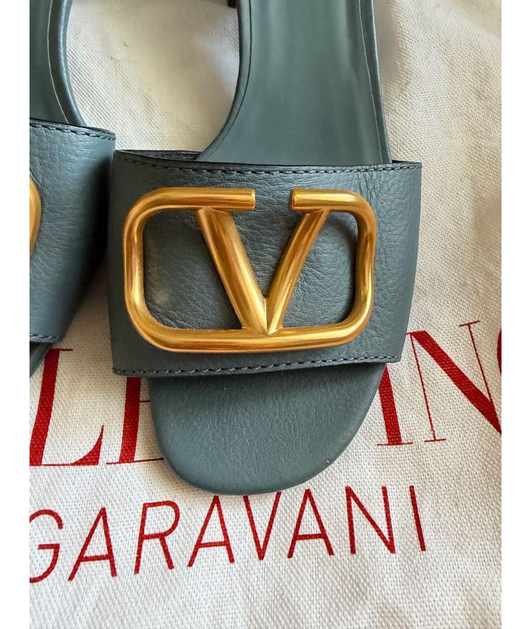 VALENTINO Бирюзовые кожаные мюли, фото 3