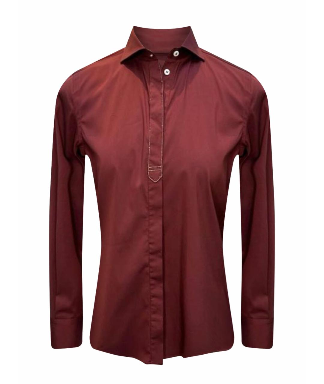 BRUNELLO CUCINELLI Бордовая хлопковая рубашка, фото 1