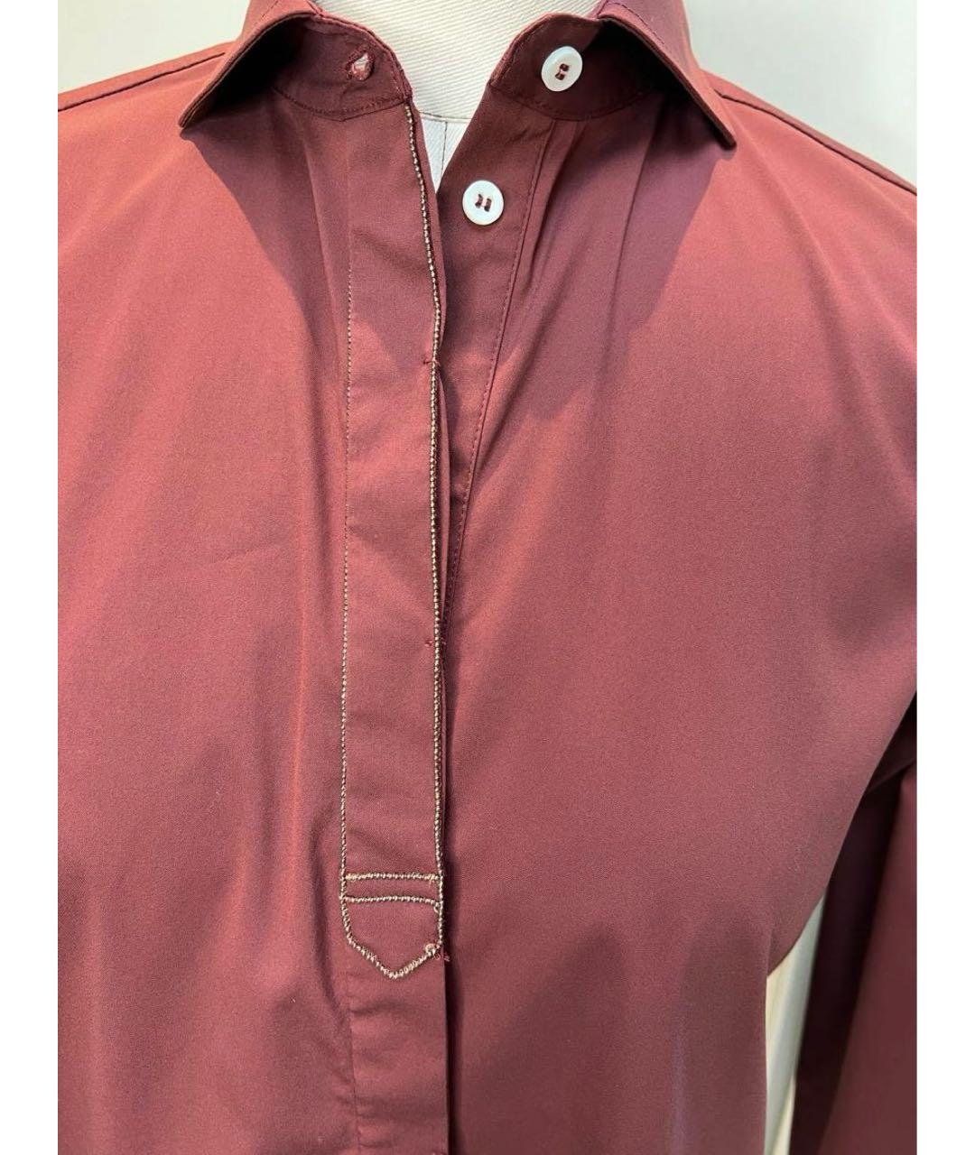 BRUNELLO CUCINELLI Бордовая хлопковая рубашка, фото 3