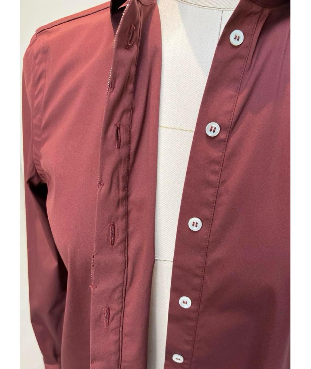 BRUNELLO CUCINELLI Бордовая хлопковая рубашка, фото 4