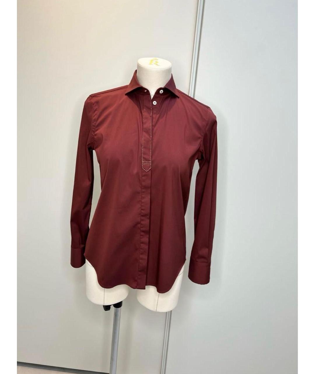 BRUNELLO CUCINELLI Бордовая хлопковая рубашка, фото 7