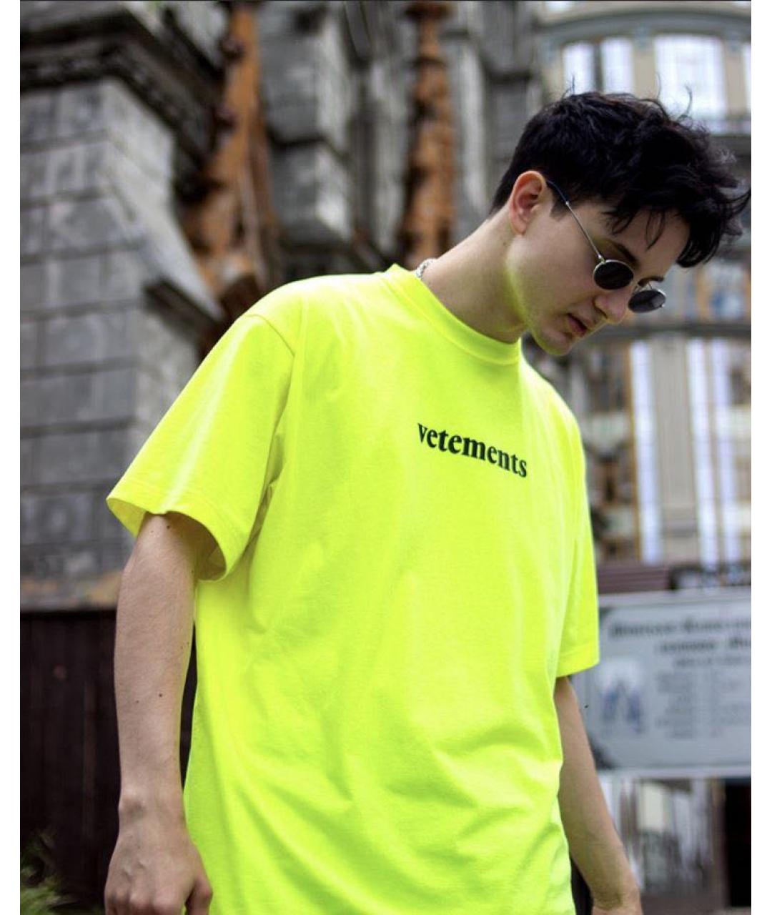 VETEMENTS Салатовая хлопковая футболка, фото 2
