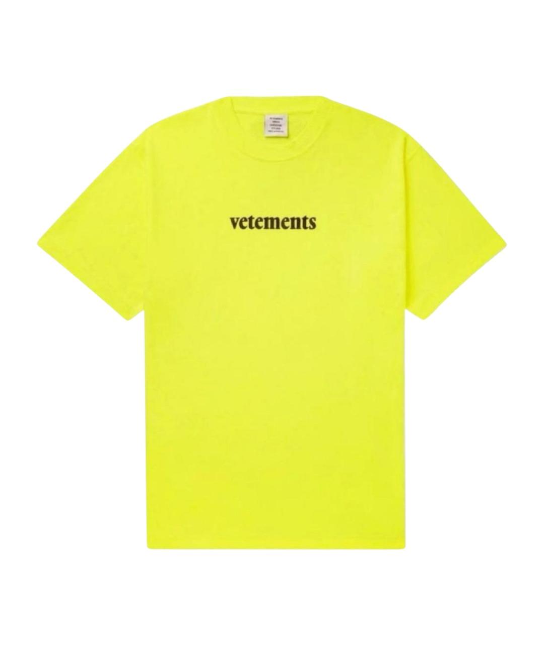 VETEMENTS Салатовая хлопковая футболка, фото 1