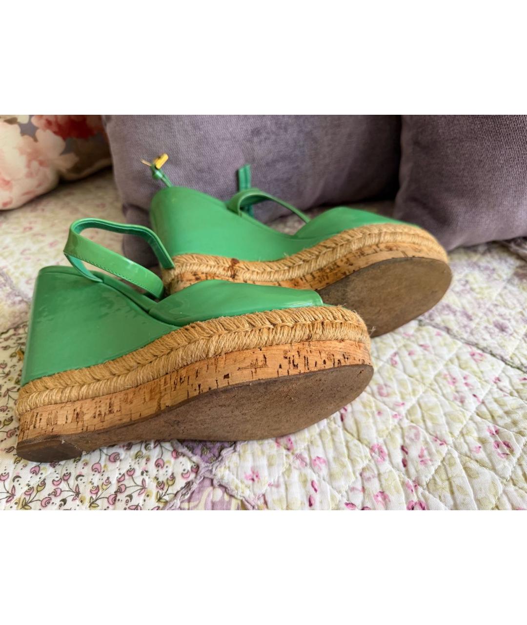GUCCI Зеленые босоножки из лакированной кожи, фото 4