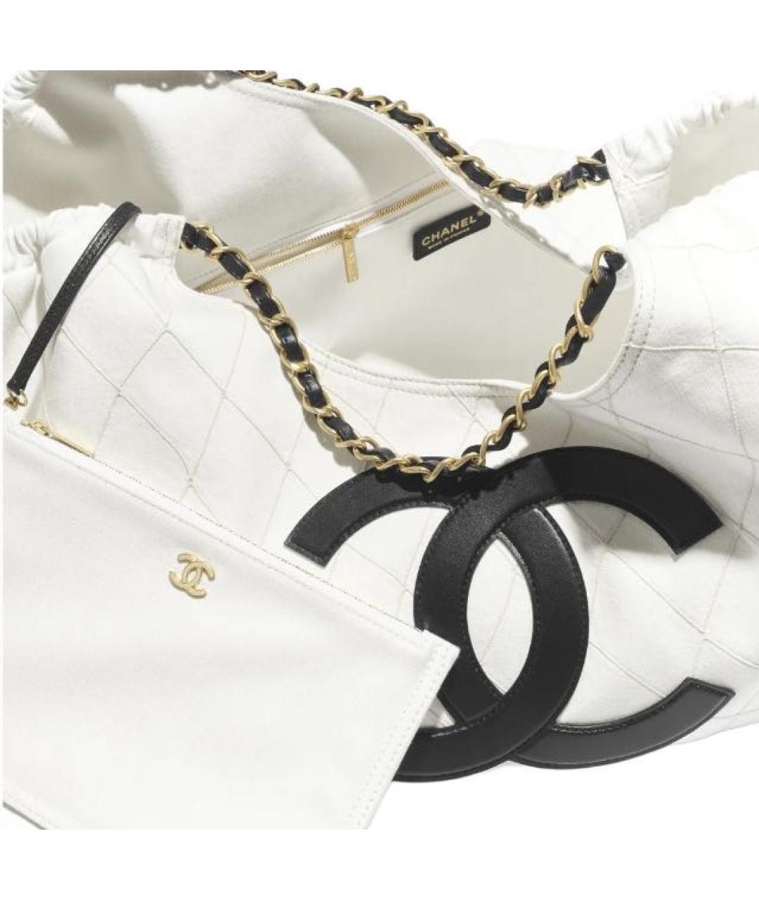 CHANEL Белая тканевая сумка тоут, фото 4
