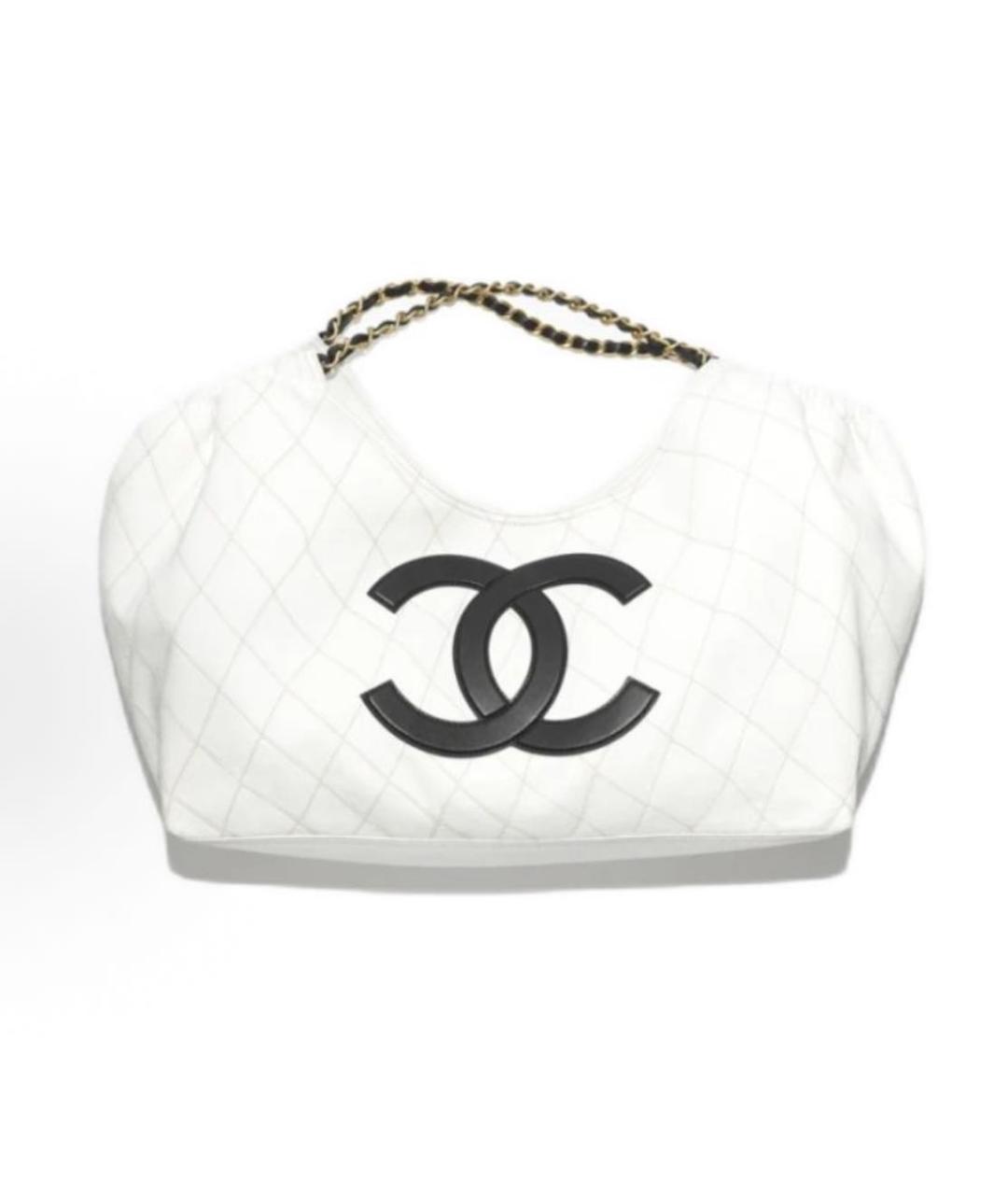 CHANEL Белая тканевая сумка тоут, фото 9