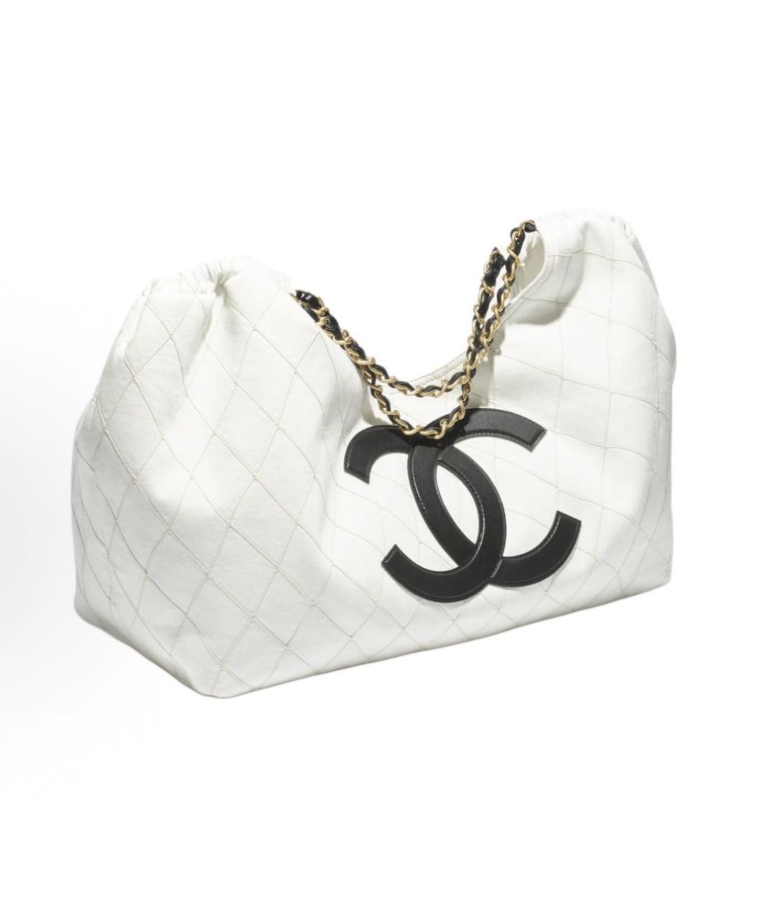 CHANEL Белая тканевая сумка тоут, фото 2